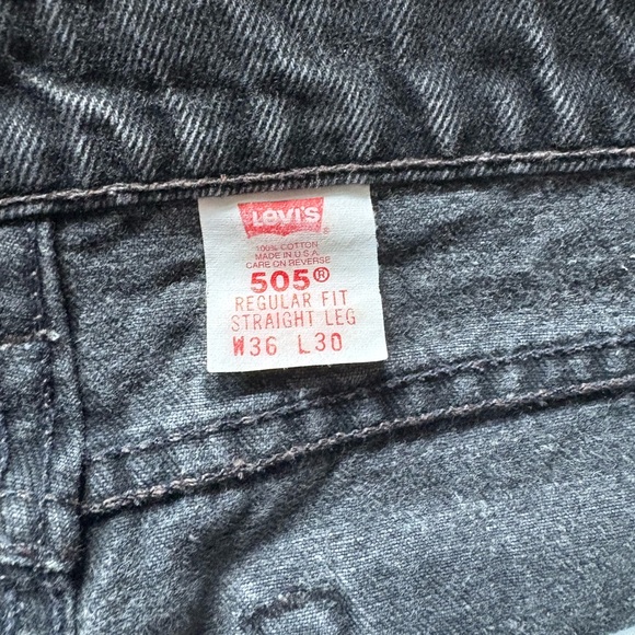 Levi’s 90’s Vintage 505 Regular Fit Straight Leg Jeans Men’s 36x30 Faded Black - Picture 6 of 8